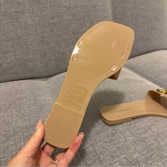 Jeffrey Campbell Annia Horsebit Sandals Jelly Slides Size 6 Women's Beige Cream - Picture 5 of 6